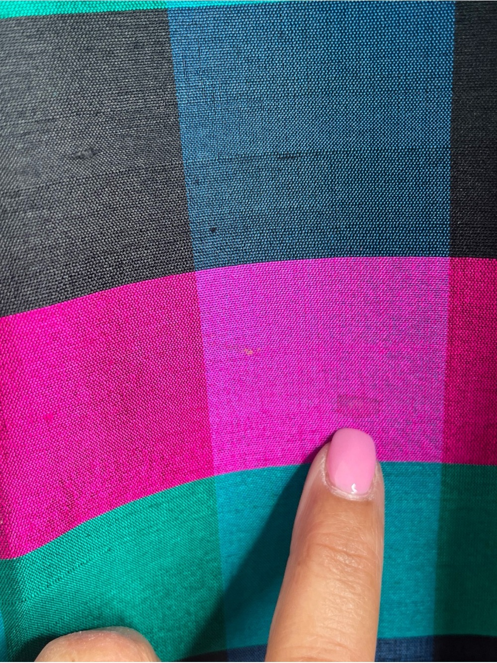 Thomson 100% Silk Jewel Toned Plaid Jacket Size XL 80s Colorblock Grandmillenial - Picture 8 of 16